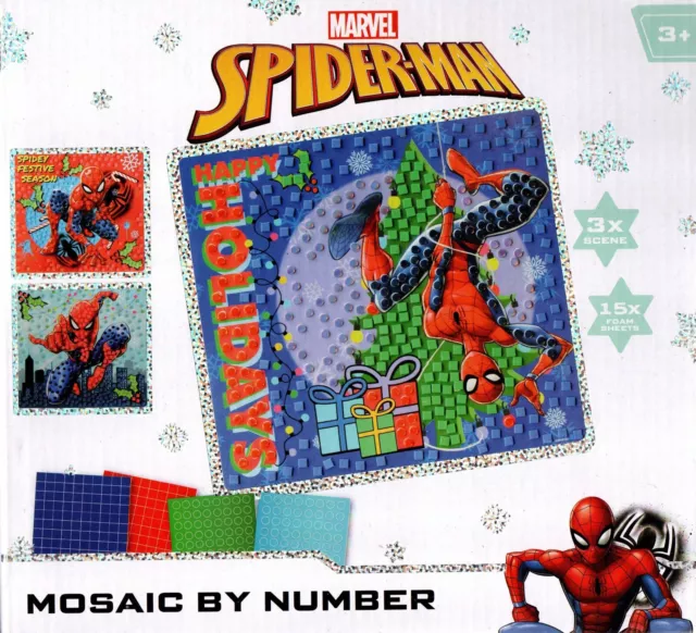 Spiderman Weihnachtsmosaik Mosaikbild für Kinder Mosaik nach Zahlen Basteln