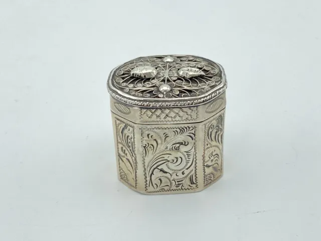 Antique Dutch Silver Peppermint Box 19th Century