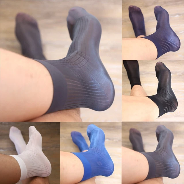 Comfortable Mens Socks Business Socks Nylon Thin Transparent Breathable