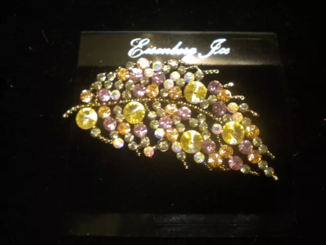 Eisenberg Ice Pin / Brooch Beautiful Crystal Leaf ( Rare )  Not Signed