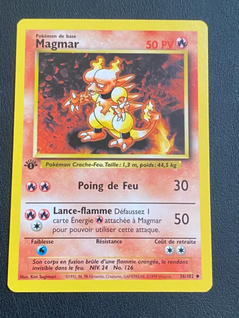 Pokemon Card Fr Set Of Base - Magmar 36/102 Edition 1 Peu Commune - NM / M.