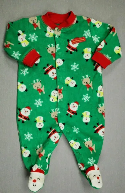 Baby Boy Child Of Mine Carter's 0-3 Month Fleece Christmas Footed Sleeper