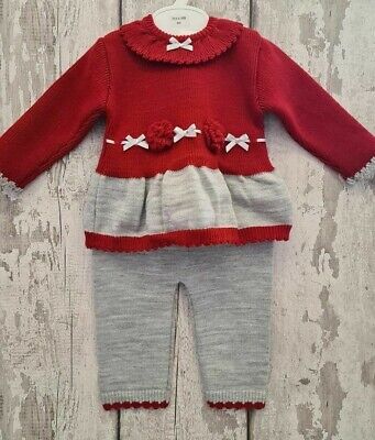 Baby Girl / Toddler Spanish Knitted Dress and Leggings Outfit / Set up to 36m.