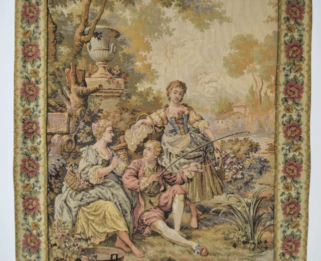 Alter Gobelin Wandteppich "Rosel" Romantische Szene Wandbehang Barock Rokokostil 3
