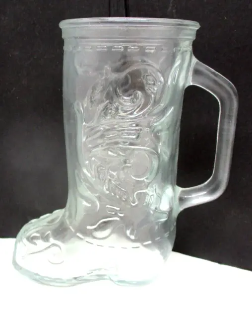 Vintage Clear Glass Cowboy Boot Beer Mug Stein