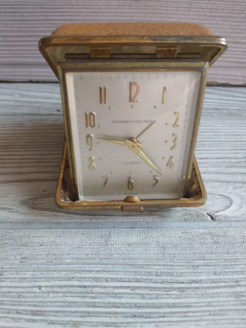 Vintage Phinney Walker Folding Travel Alarm Clock made in GERMANY Glow Works