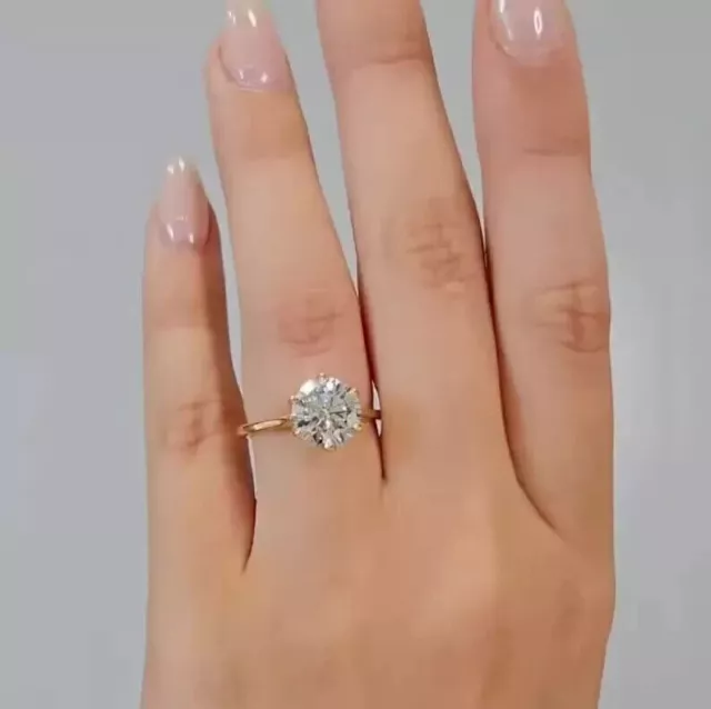 Bague de mariage solitaire en moissanite véritable, coupe ronde 2 CT,...