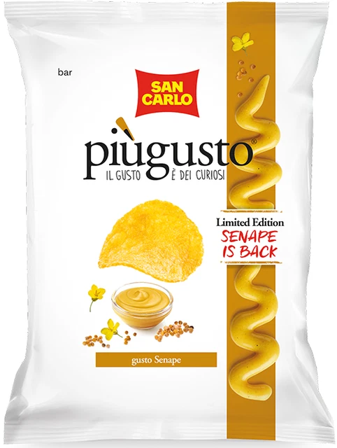 8X San Carlo Più Gusto Patatine Gusto Senape 150g LIMITED EDITION + Portachiavi 3