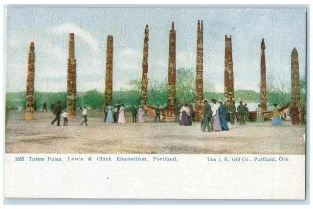 1905 Totem Poles Lewis & Clark Exposition Portland Oregon OR Postcard