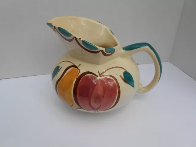 Vintage Purinton Pottery Kent Jug Utility pitcher Fruit apple pear 48 oz large