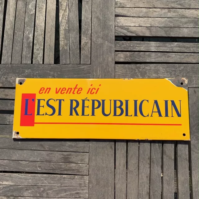 Plaque Emaillee Publicitaire Pour L'est Republicain Eas Emaillerie Alsacienne