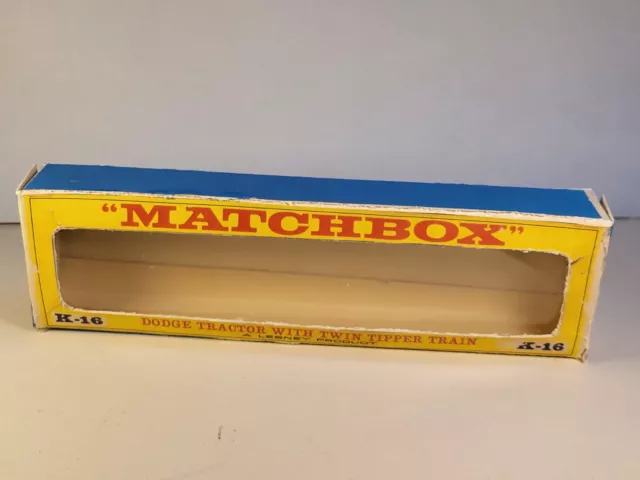 REPRO BOX ONLY!!!!! Matchbox King Size K-16 DODGE TRACTOR WITH 2 TWIN TIPPERS.