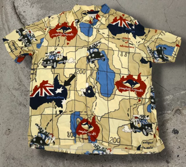 Vintage 1999 Jd De Castelbajac Droopy 4Xl Iceberg Camp Hawaiian Shirt Made Italy Vintage 1999 Jd De Castelbajac Droopy 4Xl Iceberg Camp Hawaiian Shirt Made Italy