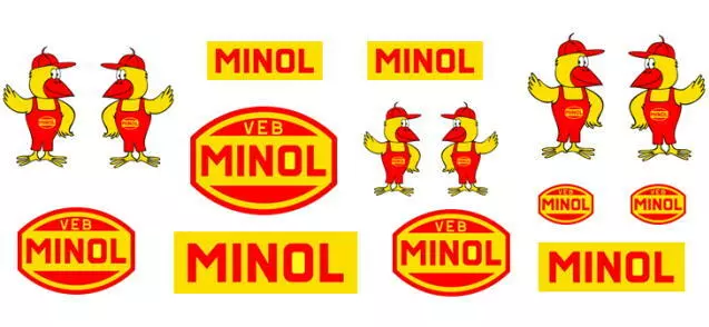 MINOL VEB Pirol DDR Modellbau-Aufkleber Decals Sticker W50 L60 LKW Trabant 1:18