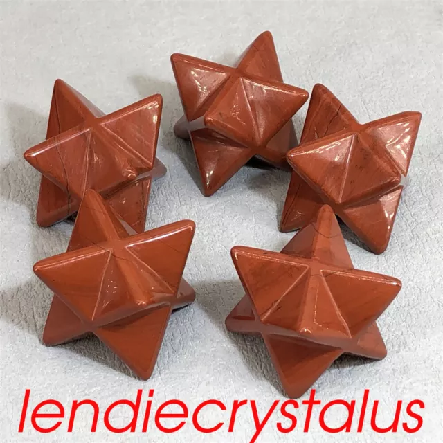 5pcs Natural Red Jasper Merkaba Star Quartz Crystal Mineral Gem Healing reiki