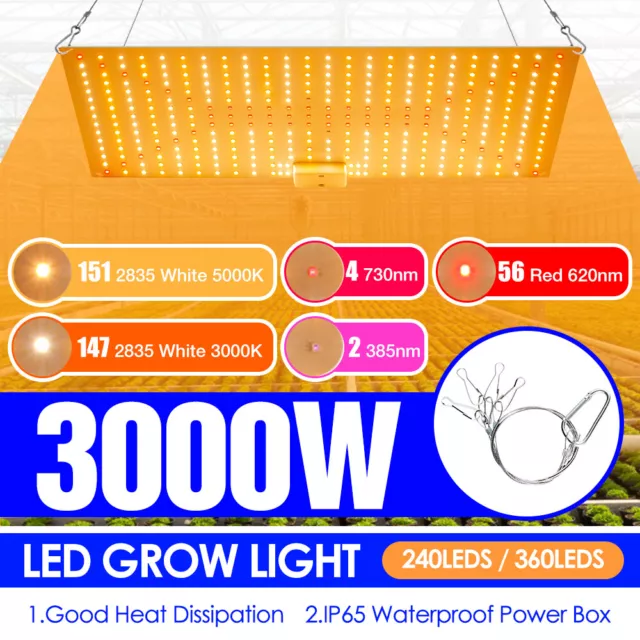 LED Grow Light Hydroponic Full Spectrum Indoor Veg Flower Plant Lamp 2000W/3000W