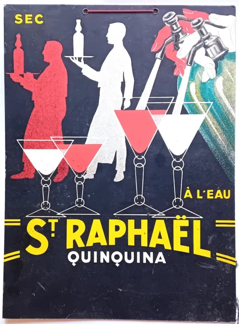 Rare Saint Raphael Quinquina Publicite Carton Illustre D'apres Loupot  T B E