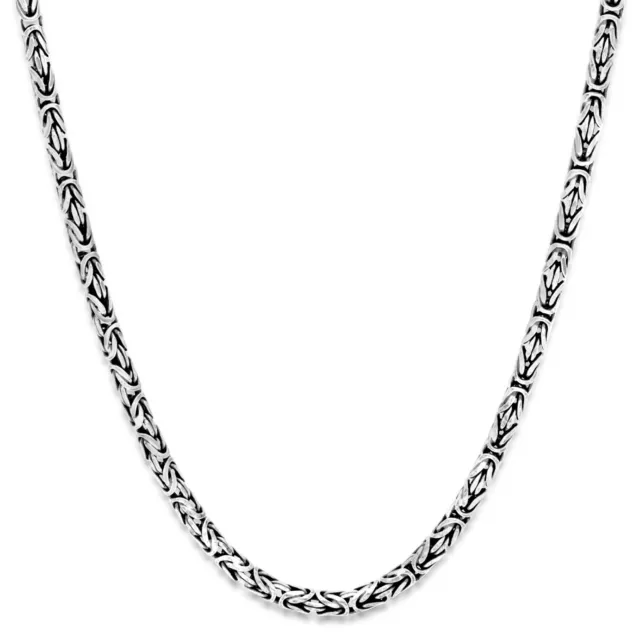 Collier Byzantin Rond 4,5mm Oxydé Massif 925 Argent Sterling Femmes Hommes