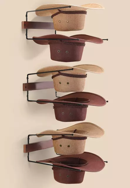 Cowboy Hat Rack - for Hat Holder Hat Organizer- 6 Pieces Hat Storage for Wall wi