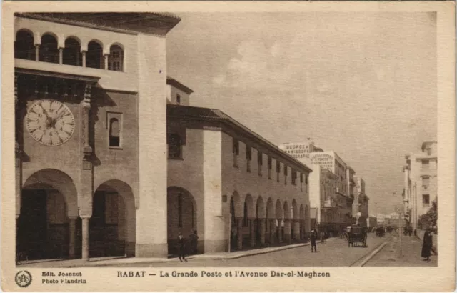 CPA AK MAROC RABAT La Grande Poste et l'Avenue DAR-el-Maghzen Flandrin (38112)