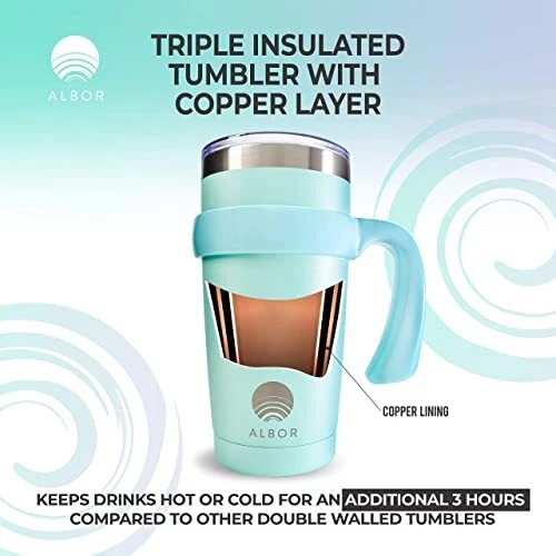 Insulated Tumbler with Lid and Straw - 20 oz Insulated Coffee Mug 7