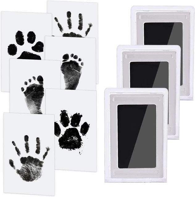 Nabance Baby Handprint and Footprint Kit, 3 Baby Handprint Ink Pads with Clean-T