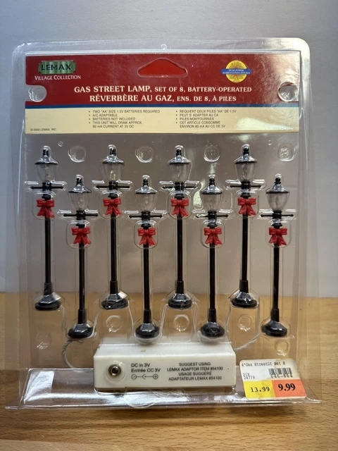 Lemax Gas Lantern Street Lamps - Set Of 8 Battery Operated Christmas Village Accessories