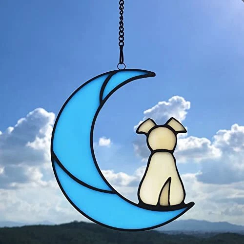 Regalos conmemorativos de vidrieras para perros para amantes de perros, una decoración ligera para perros en amarillo