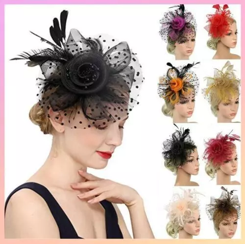 Flower Feather Hair Hat Fascinator Headband Clip Wedding Royal Ascot Formal Race