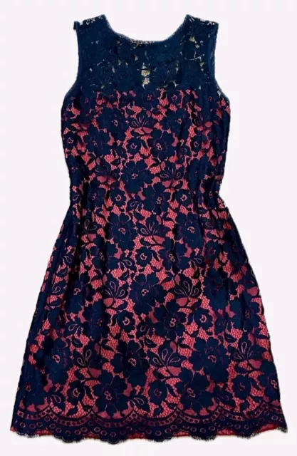 Vtg Dolce & Gabbana D&G Red Black Lace Mini Dress 40 IT 4US
