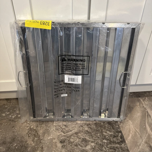 Winco HFS-2020 20" x 20" Stainless Steel Range Hood Filter