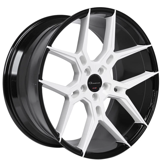 20" Staggered Giovanna Wheels Haleb Gloss Black with Custom White Face Rims