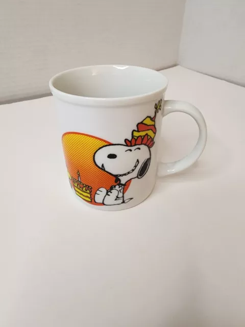 Vtg Snoopy & Woodstock Peanuts Happy Birthday Coffee Cup Mug