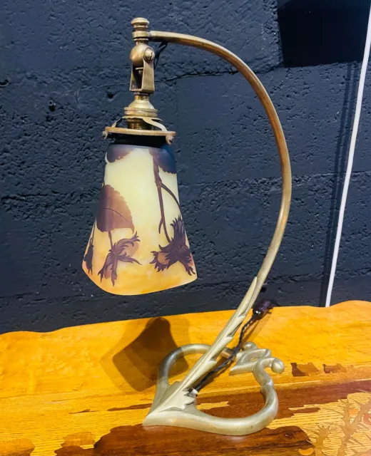 Lampe Pate De Verre Bronze Art Nouveau Aux Noisettes Muller Freres Luneville