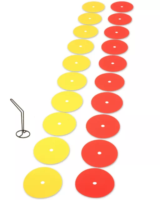20 discos marcadores de plástico elástico, amarillo/rojo, con soporte