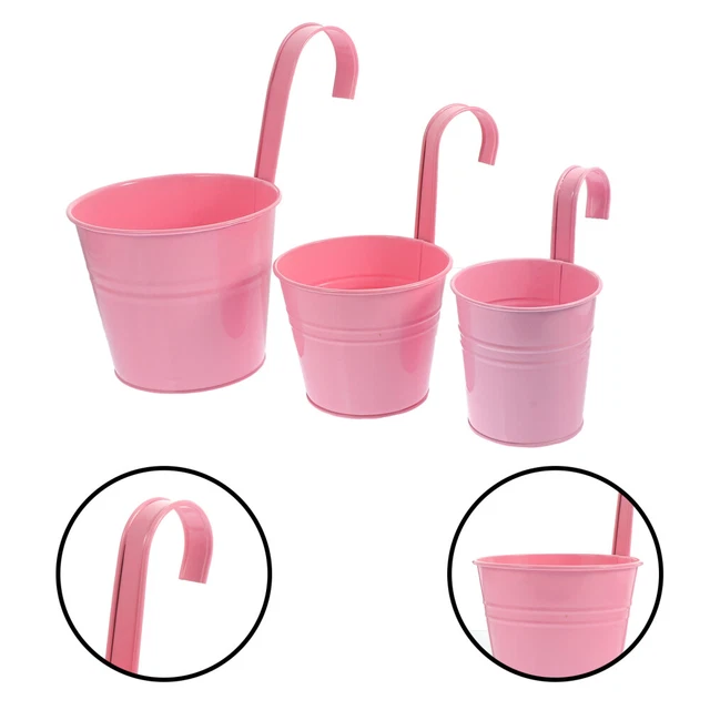 3Pcs Hängen Eimer für Pflanzen Eisen Topf Verzinkt Eimer Pflanzer