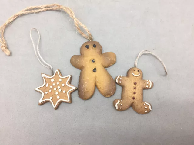 Gingerbread Man & Star Cookie Resin Christmas Ornament Lot 3 Hang 2"- 1 1/4"