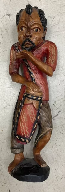 Vintage Carved Wooden Statue Congo Player Large 20” Beautiful