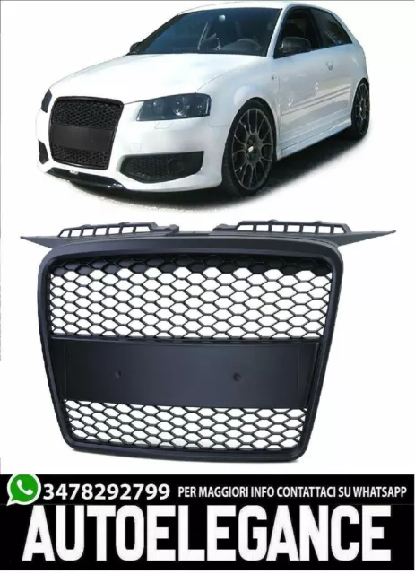 Rejilla deportiva de nido de abeja en negro mate para Audi A3 8P LOOK rs3