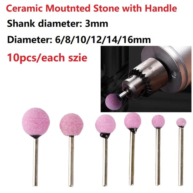 Tête de meulage céramique pour couper le bois pour meubles tige diamètre 3 mm