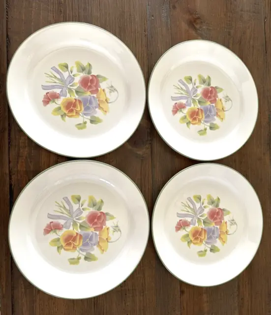 Corelle Summer Blush Pansy Floral Dinner Plates 10 1/4" Set of 4   EUC