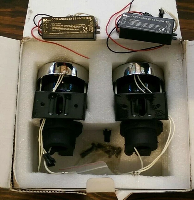 2X H3 Halogen Universal Fog Halo Lamp Kit - CCFL Angel Eyes Inverters & Brackets