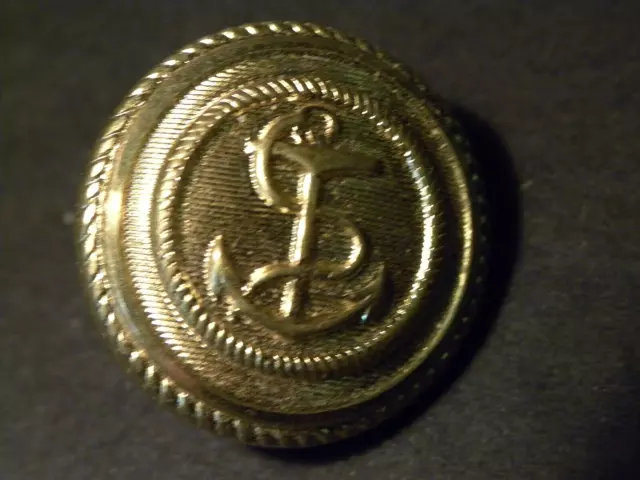 77026. 1880s US Navy  gilt brass uniform coat button 7/8" fouled anchor