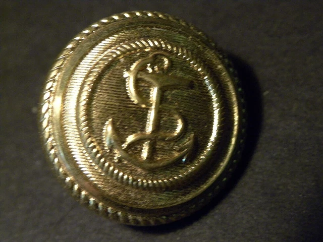 77026. 1880s US Navy  gilt brass uniform coat button 7/8" fouled anchor