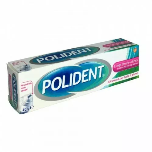 2 PZ. POLIDENT Lunga Tenuta adesivo protesi Dentali 40g Fino a 12 ore di Tenuta