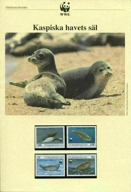 WWF E35 Turkmenistán 1993 Fauna marina Caspio Sello 4 V Estampillada sin montar o nunca montada