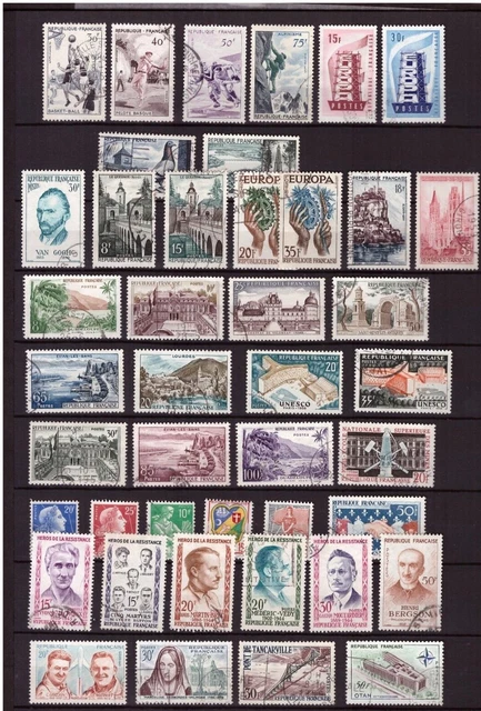 Frankreich 1949/59 gestempelte Briefmarken schöne Motive ansehen ;Michelwert 43€ 2