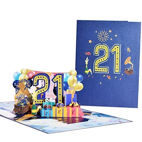21st Greeting Birthday Cards Pop Up Happy Card for Him or Her 21 Years Old Cards