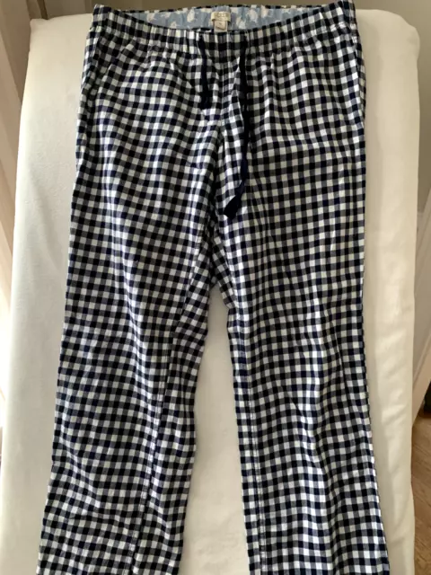 J Crew pajamas pants xs 100% cotton weave flannel thin check navy blue