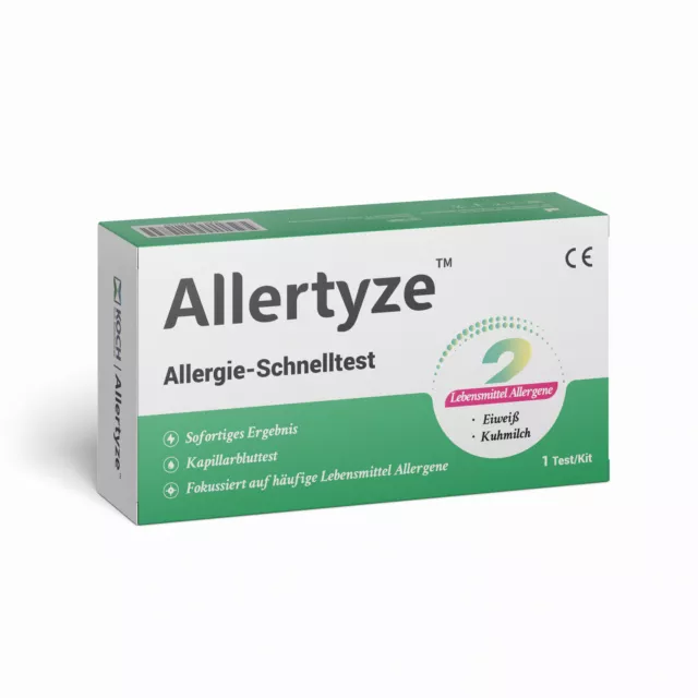 Allertyze Allergie-Schnelltest 2 Lebensmittel Allergene Eiweiß Kuhmilch